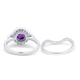 Two Piece Round Natural Stone Cluster Ring