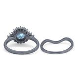 Two Piece Round Natural Stone Cluster Ring