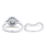 Two Piece Round Natural Stone Cluster Ring