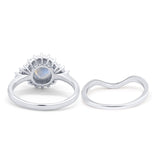 Two Piece Round Natural Stone Cluster Ring