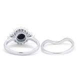 Two Piece Round Natural Stone Cluster Ring