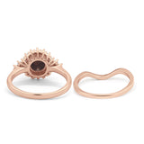 Two Piece Round Natural Stone Cluster Ring