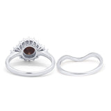 Two Piece Round Natural Stone Cluster Ring