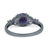 Art Deco Round Natural Stone Leaf Style Ring