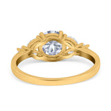 Art Deco Round Natural Stone Leaf Style Ring