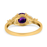 Art Deco Round Natural Stone Leaf Style Ring