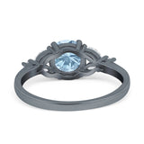 Art Deco Round Natural Stone Leaf Style Ring