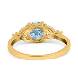 Art Deco Round Natural Stone Leaf Style Ring