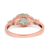 Art Deco Round Natural Stone Leaf Style Ring