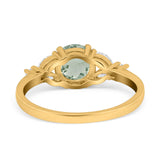 Art Deco Round Natural Stone Leaf Style Ring