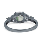 Art Deco Round Natural Stone Leaf Style Ring