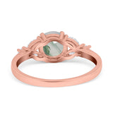 Art Deco Round Natural Stone Leaf Style Ring