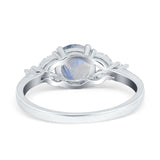 Art Deco Round Natural Stone Leaf Style Ring