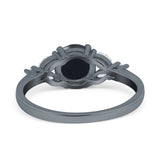 Art Deco Round Natural Stone Leaf Style Ring