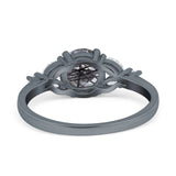 Art Deco Round Natural Stone Leaf Style Ring