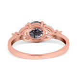 Art Deco Round Natural Stone Leaf Style Ring