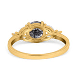 Art Deco Round Natural Stone Leaf Style Ring