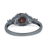 Art Deco Round Natural Stone Leaf Style Ring