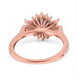 Art Deco Oval Natural Stone Floral Ring