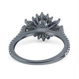 Art Deco Oval Natural Stone Floral Ring