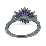 Art Deco Oval Natural Stone Floral Ring