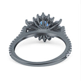 Art Deco Oval Natural Stone Floral Ring