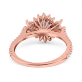 Art Deco Oval Natural Stone Floral Ring