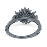 Art Deco Oval Natural Stone Floral Ring