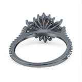 Art Deco Oval Natural Stone Floral Ring