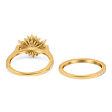 Two Piece Oval Natural Stone Bridal Ring