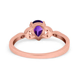 Pear Teardrop Natural Stone Floral Ring