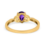 Pear Teardrop Natural Stone Floral Ring