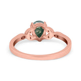 Pear Teardrop Natural Stone Floral Ring