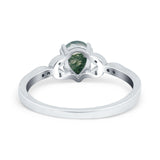 Pear Teardrop Natural Stone Floral Ring