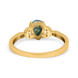 Pear Teardrop Natural Stone Floral Ring