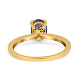 Art Deco Oval Natural Stone Wedding Ring