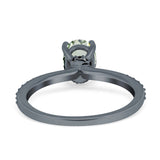 Art Deco Oval Natural Stone Wedding Ring