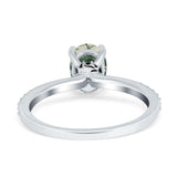 Art Deco Oval Natural Stone Wedding Ring