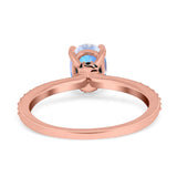 Art Deco Oval Natural Stone Wedding Ring