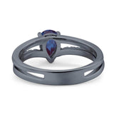 Art Deco Pear Natural Stone Wedding Ring