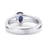 Art Deco Pear Natural Stone Wedding Ring