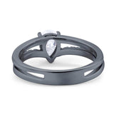 Art Deco Pear Natural Stone Wedding Ring