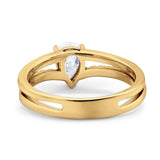 Art Deco Pear Natural Stone Wedding Ring