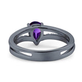 Art Deco Pear Natural Stone Wedding Ring