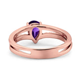 Art Deco Pear Natural Stone Wedding Ring