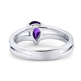 Art Deco Pear Natural Stone Wedding Ring