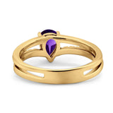 Art Deco Pear Natural Stone Wedding Ring