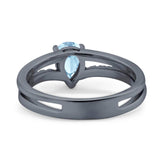 Art Deco Pear Natural Stone Wedding Ring