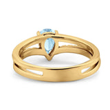 Art Deco Pear Natural Stone Wedding Ring