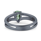 Art Deco Pear Natural Stone Wedding Ring